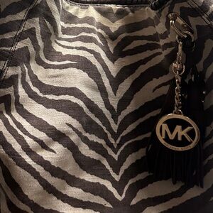 Michael Kors Zebra Print Shoulder Bag - Black and Cream